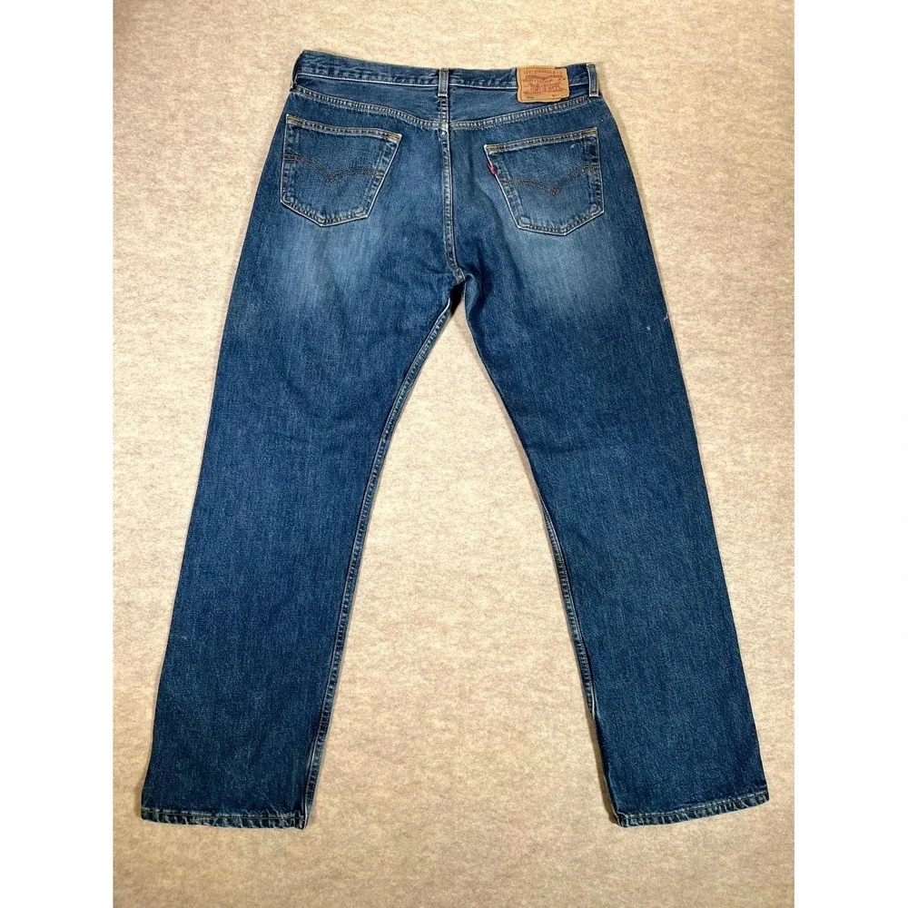 Levis 501 Original Fit Jeans Mens 36x32 Blue Denim Straight Leg Cotton High Rise
